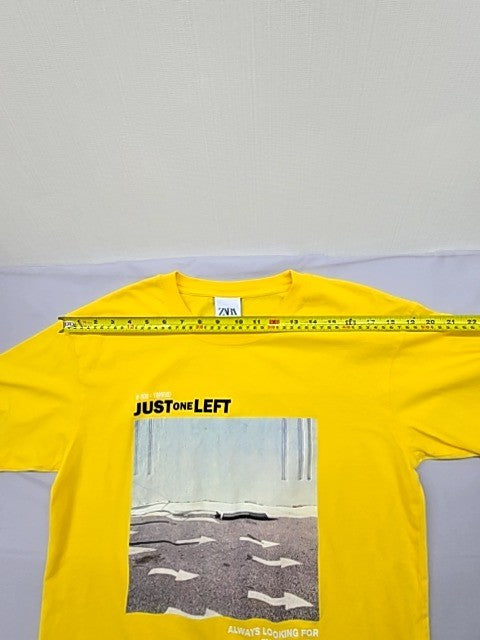 Zara Men's Yellow Graphic Print T-Shirt S Short Sleeve Portugal