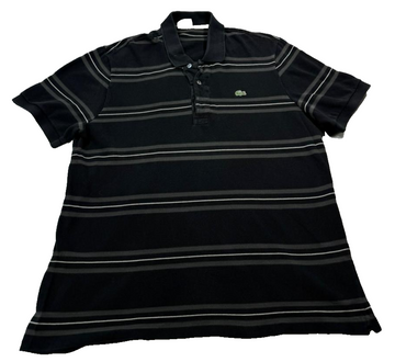 Lacoste Classic Polo Shirt For Men Black And Grey Striped Size 6