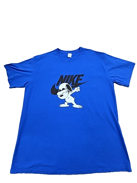 Nike Snoopy Peanuts Blue T-Shirt 2XL Short Sleeve Embroidered