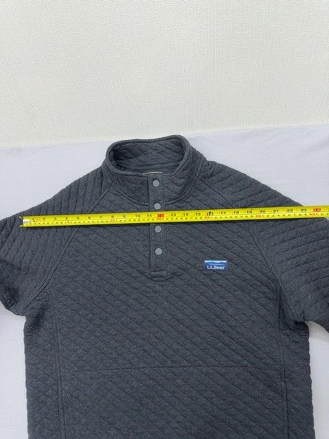 L.L.Bean Men's Quilted Gray L Pullover Hoodie Quarter Zip L-Reg