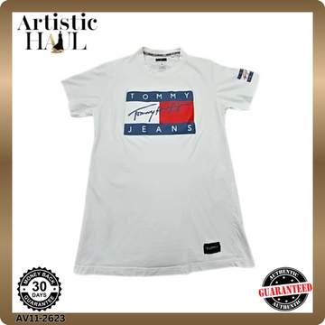Tommy Hilfiger Women's White Flag Logo T-Shirt XL Regular Fit