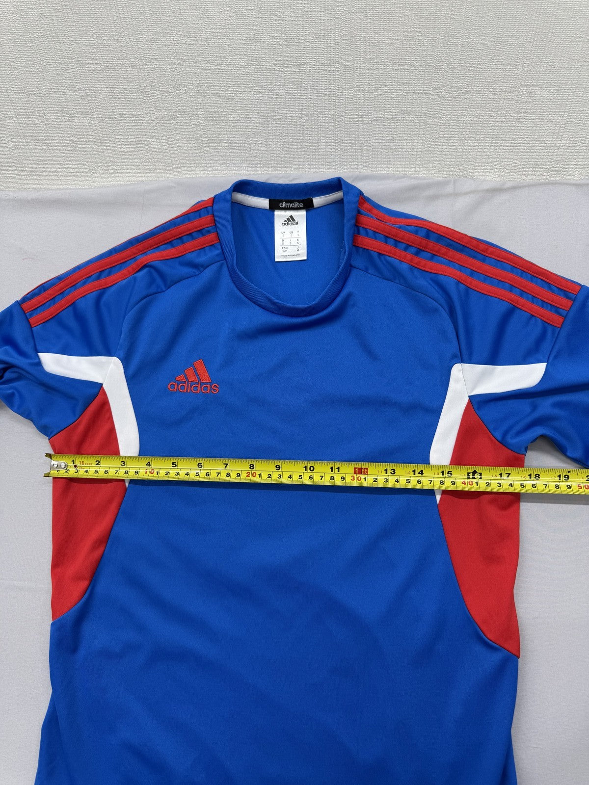 Adidas Men's Blue Stripe Short Sleeve Climalite Jersey S Thailand