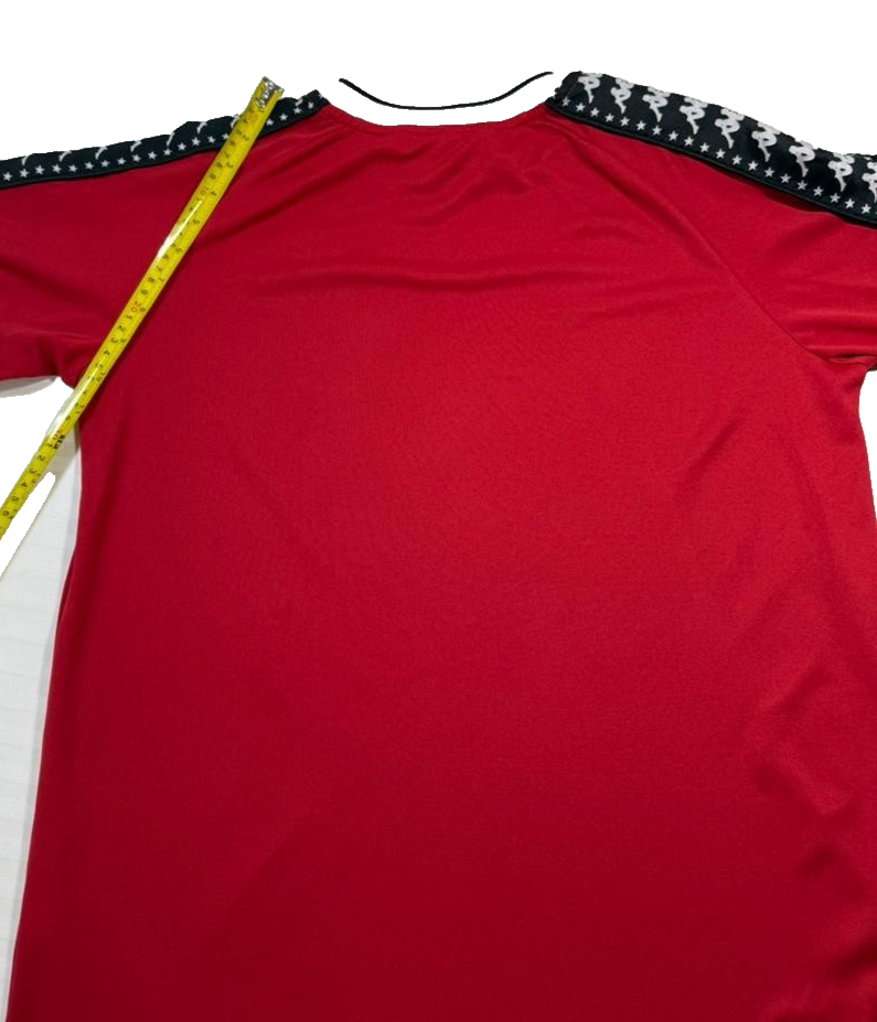 Kappa Men's Red Banda Long Sleeve Shirt White Logo Taped Sleeves Stars Size M