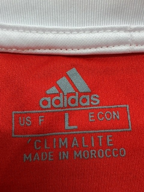 Adidas Men's Red Soccer Jersey L Climalite V-Neck Short Sleeve