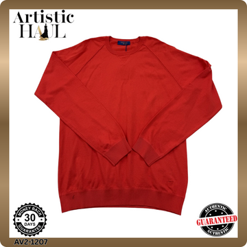 Trussardi Jeans Men's Red Cotton Pullover Sweater XXL Italy Raglan