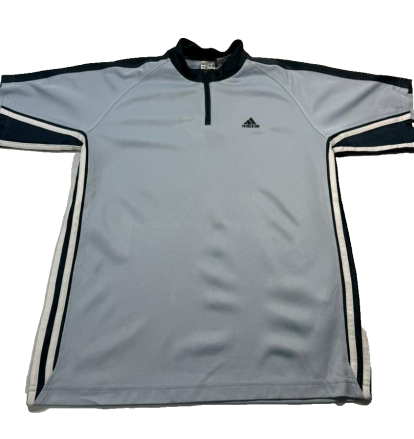 Adidas Roland Garros Men's Light Blue 1/4 Zip Tennis Shirt Size M