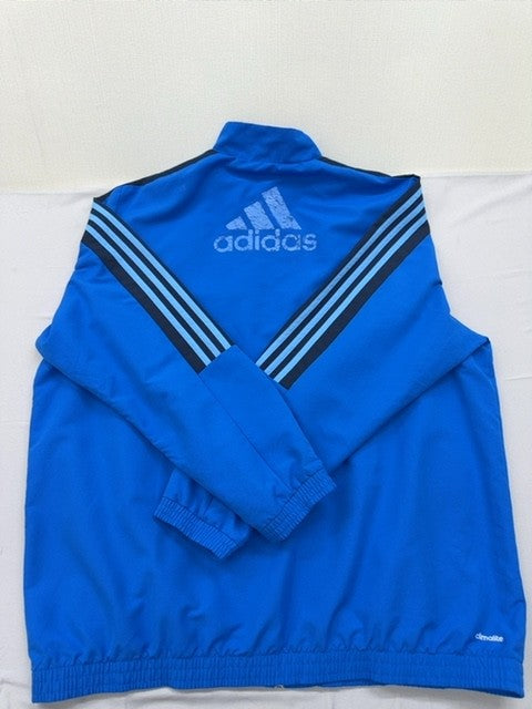 Adidas Men's Blue Track Jacket Size M Full Zip Striped