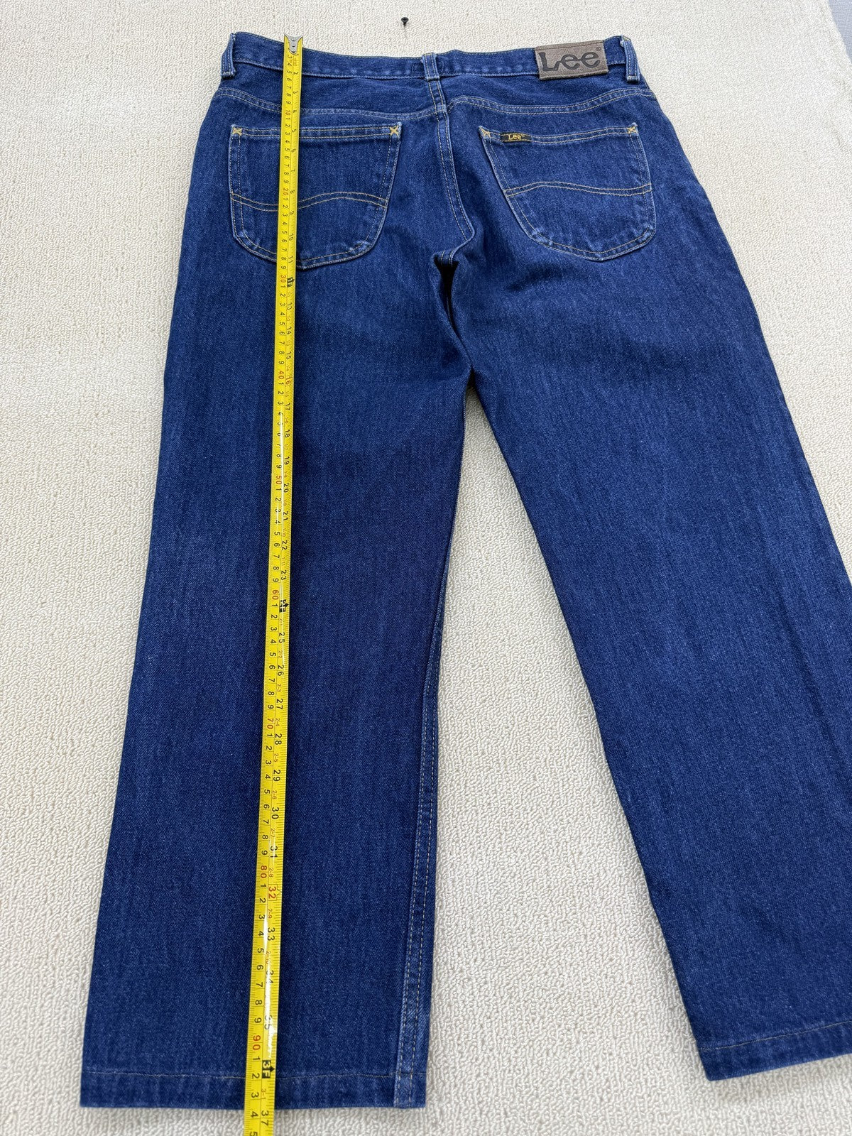Lee Men's Blue Straight Jeans W34 L30 5Pocket Zip Fly Gold Stitch