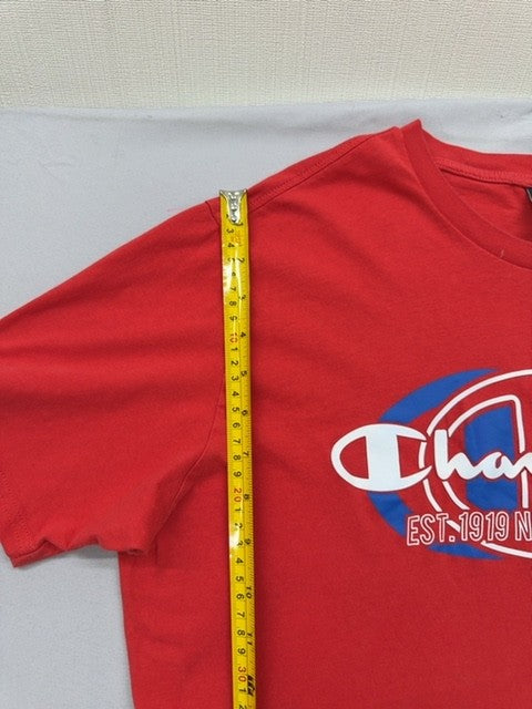 Champion Men's Red Short Sleeve T-Shirt L Crewneck 100% Cotton 21135