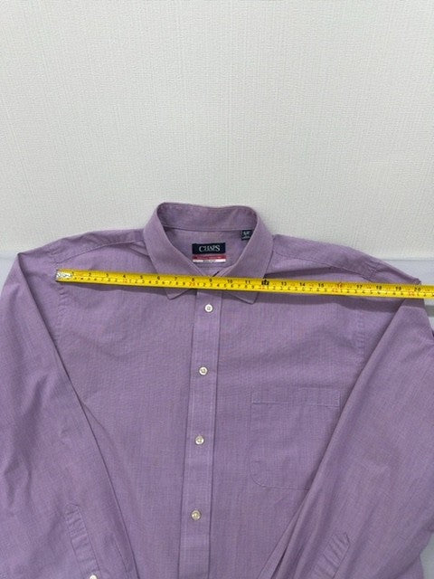 Chaps Men's Purple Check Dress Shirt L 16-16.5" 34/35 Wrinkle Free