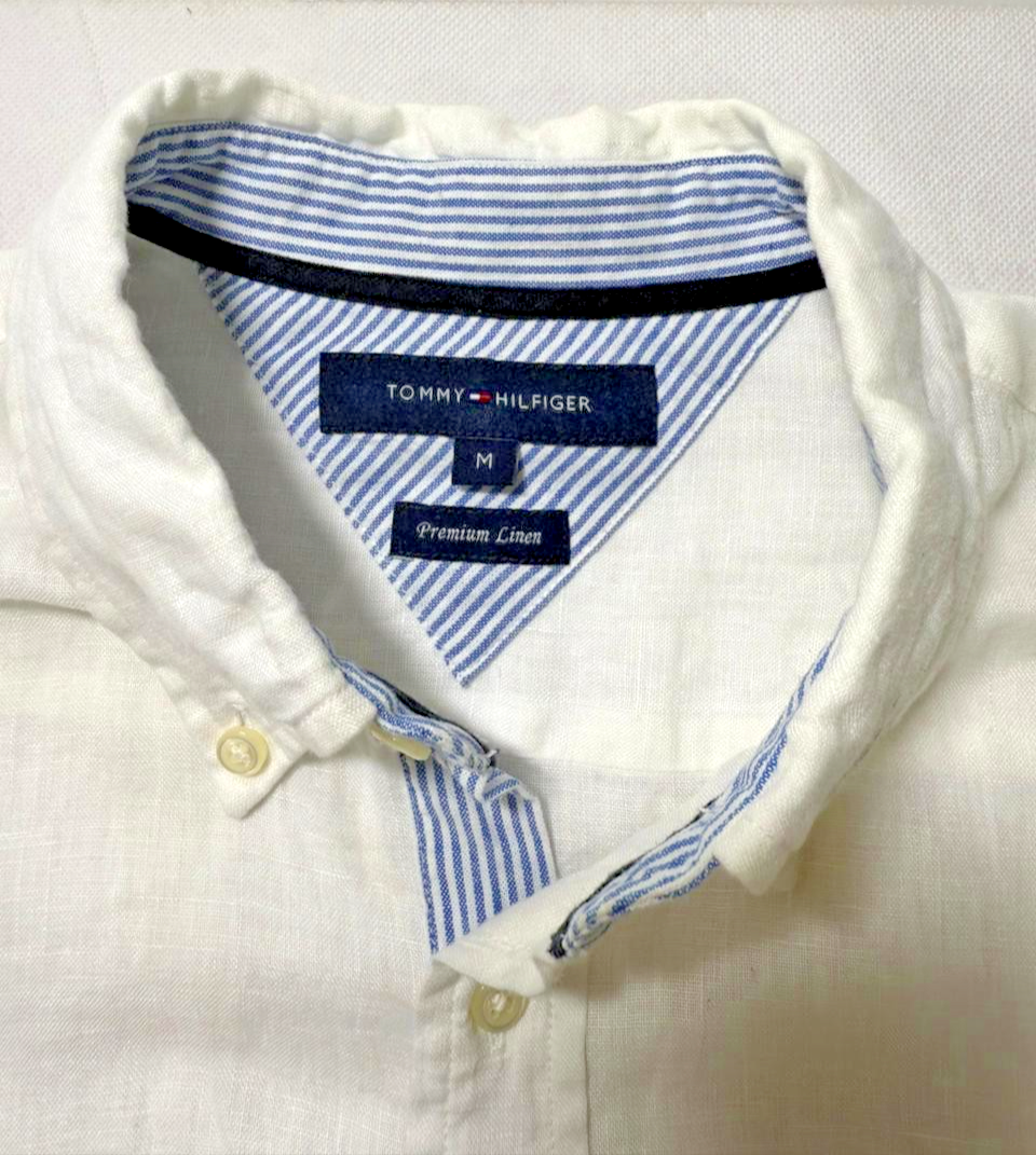 Tommy Hilfiger Follow Flag Detail Linen Relaxed Fit Shirt - Size M