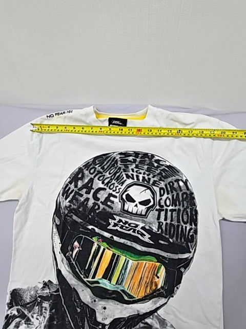 No Fear Men's White Motocross T-Shirt XL Short Sleeve Crewneck