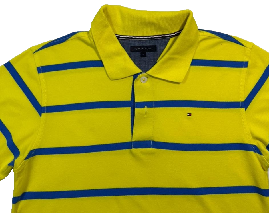 Tommy Hilfiger Older Teens Size 16 Yellow And Blue Stripe Polo Shirt