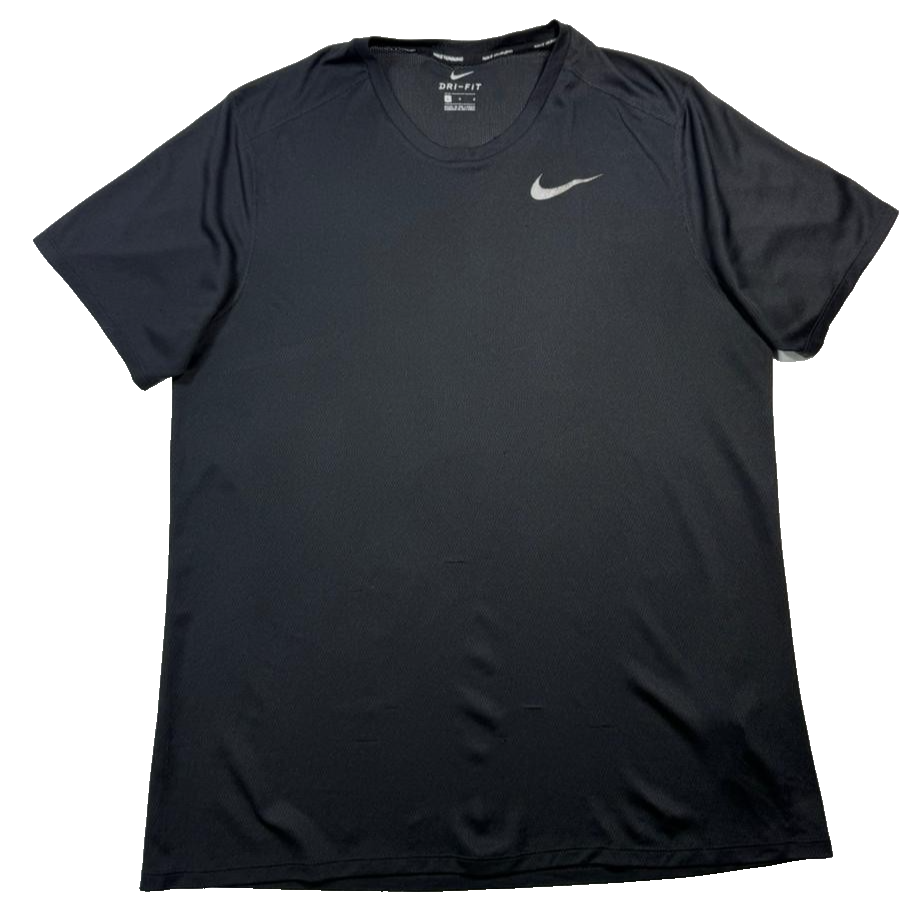 Black Nike Dri-FIT Miler Men's Short-Sleeve Running Top - Size L