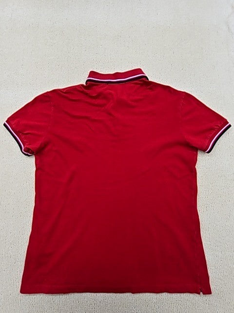 Fred Perry Women's Red Polo Shirt – Size 42, Striped, Short Sleeve