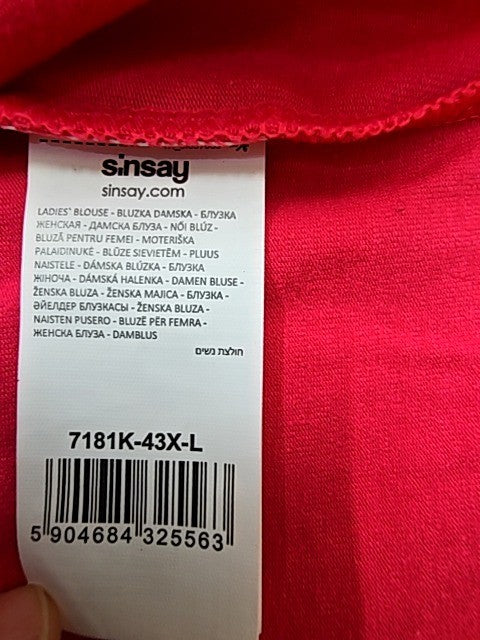 Sinsay Pink V-Neck Tank Top Women L Sleeveless Solid 7181-43X-L