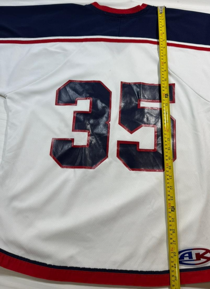 Ak Regents Transcona White Navy Red Hockey Jersey Number 35 Goalie Cut Men's XL