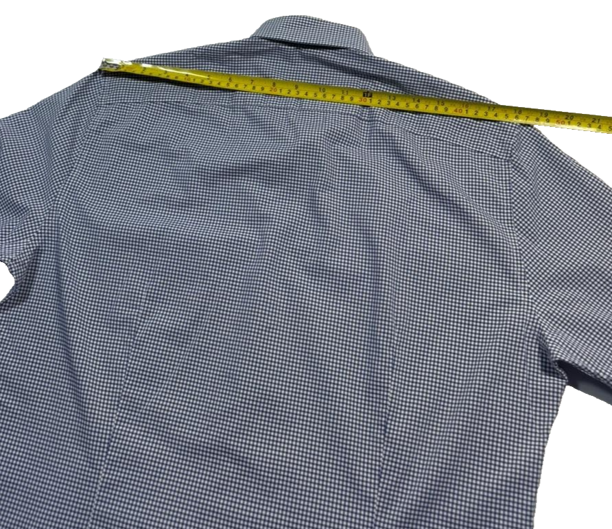 Tommy Hilfiger Men's Blue White Check Dress Shirt Easy Care Size 39