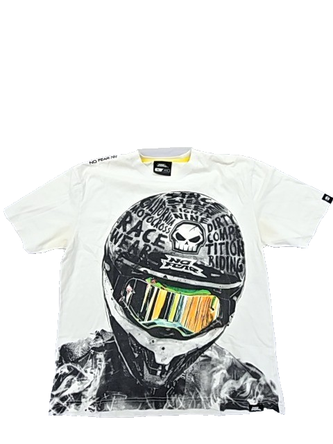 No Fear Men's White T-Shirt – Size XL, Short Sleeve, Crew Neck