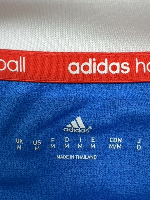 Adidas Blue Striped V-Neck Volleyball Jersey Short Sleeve Poly Unisex Adult