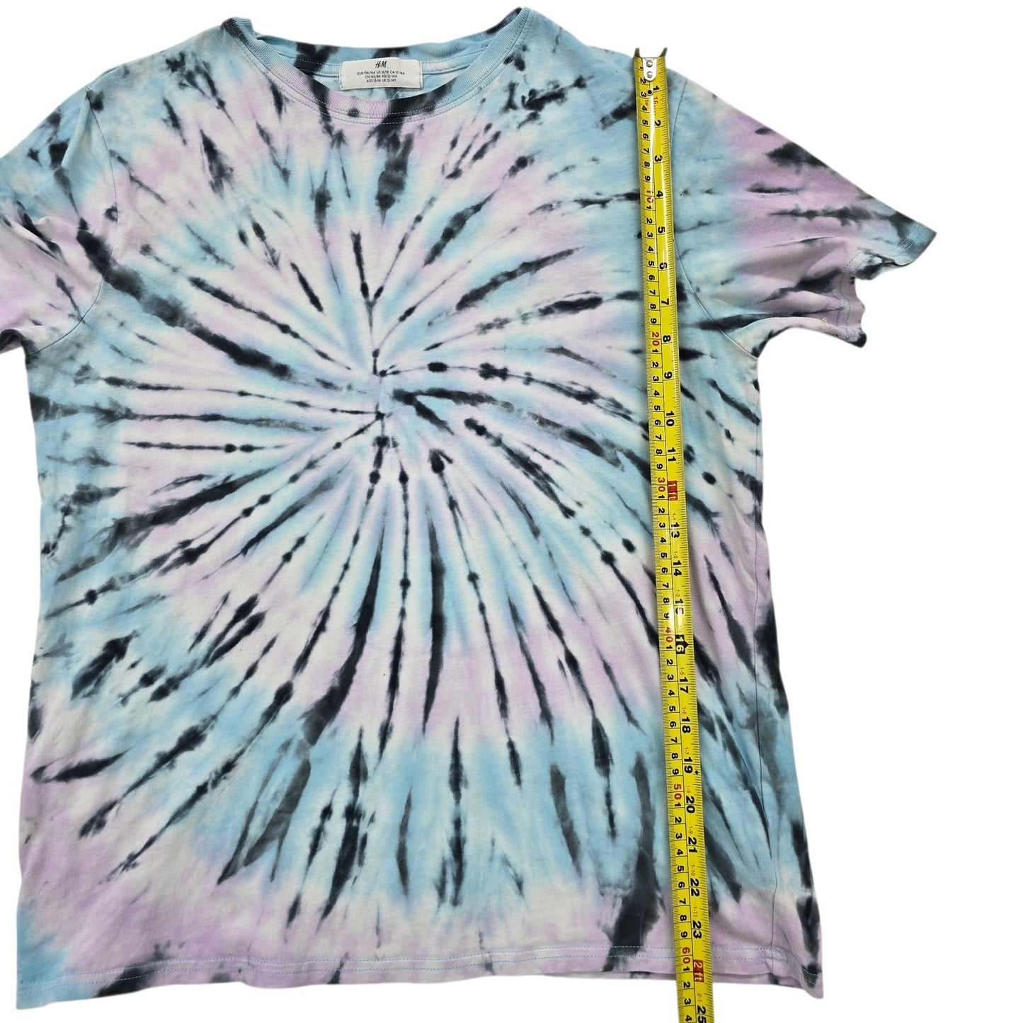 H&M Kids Tie-Dye Spiral T-Shirt Blue Pink Black Size 16/18