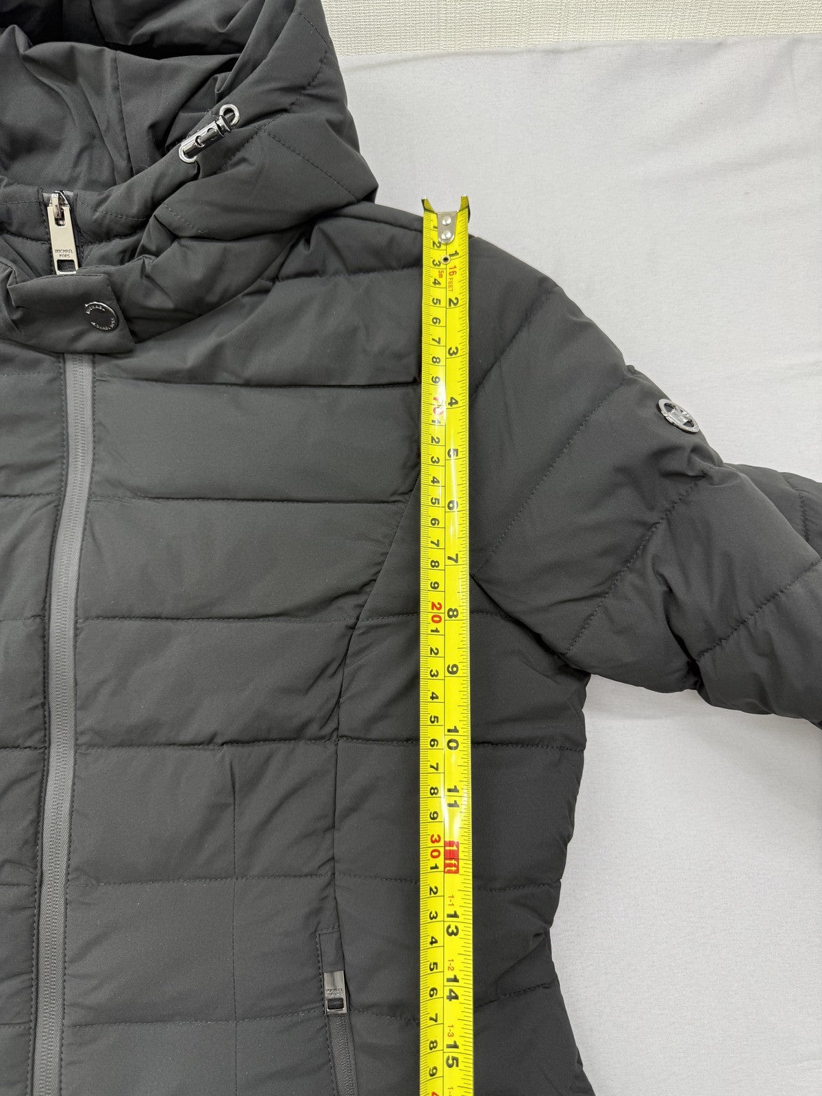 Michael Kors Black Puffer Jacket M Hooded Lightweight Quilted Zip