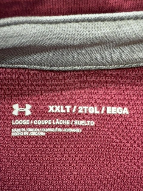 Under Armour Men's Burgundy Long Sleeve Polo Big & Tall XXL Loose