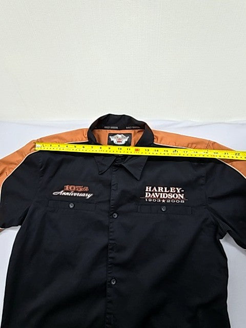 Harley-Davidson Men's Black Button-Up Shirt Size L Embroidered Eagle