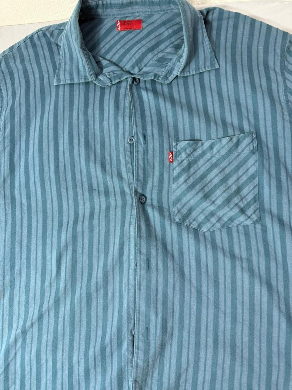 Levi's Red Tab Men's XL Blue Striped Short Sleeve Button Up Shirt