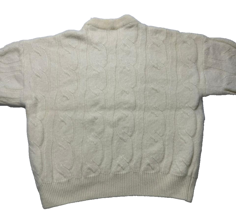 Ferrari Cable Knit Sweater Cream Wool Embroidered Logo Unisex | M
