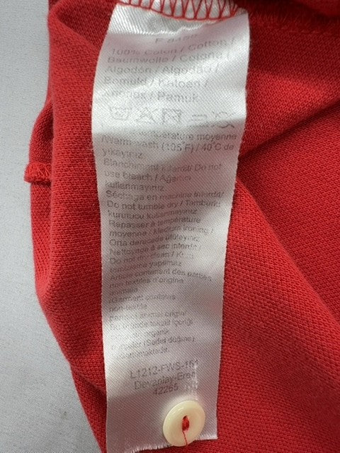 Lacoste Red Cotton Polo Shirt Short Sleeve Men's Size 7 Croc Logo