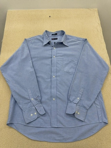 Chaps Men's XL Light Blue Wrinkle Free Oxford Dress Shirt 17-17.5" 36/37"