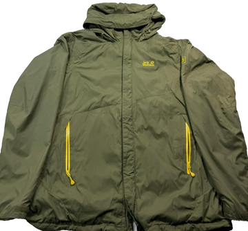 Jack Wolfskin Men's Olive Green Hooded Outdoor Jacket Texapore Full Zip L