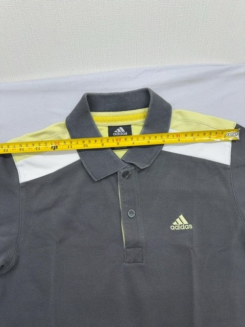 Adidas Men's Grey Striped Polo Shirt Size S Short Sleeve