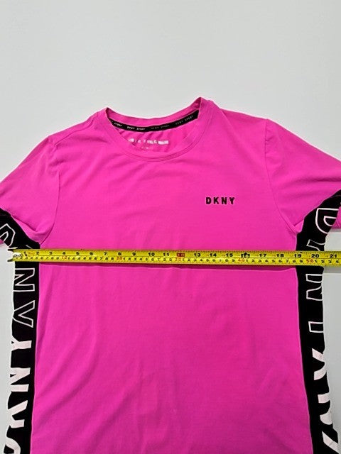 DKNY Women Pink Sport Logo T-Shirt Cotton Blend Size M Regular