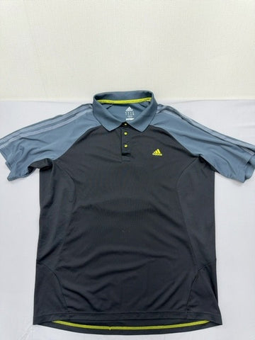 Adidas Climacool Black Polo Shirt Men's M Short Sleeve Button