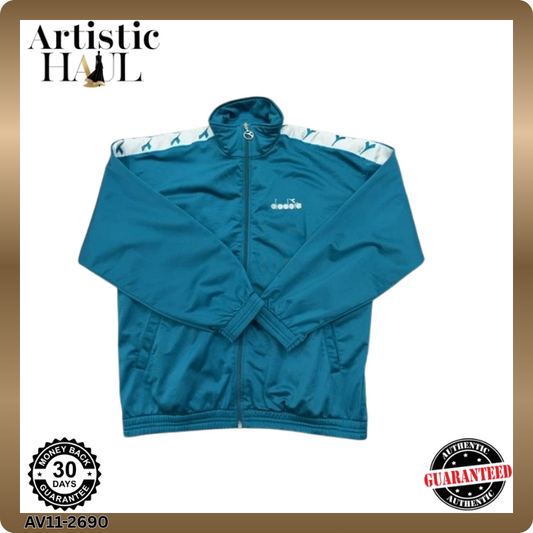 Diadora Men's Teal Track Jacket Size M Vintage Full Zip Italy
