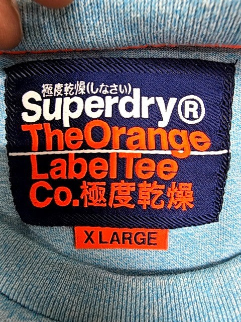Superdry Men's Light Blue Embroidered Logo T-Shirt XL Slim Fit
