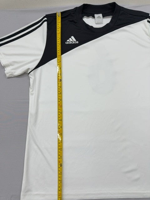 Adidas Men's White Black Striped Soccer Jersey Short Sleeve XL Polyester