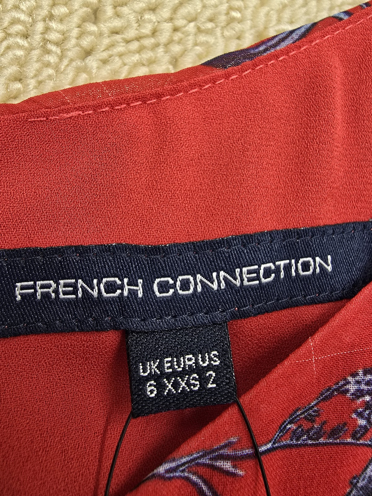 French Connection Red Floral Off Shoulder Maxi Dress XS