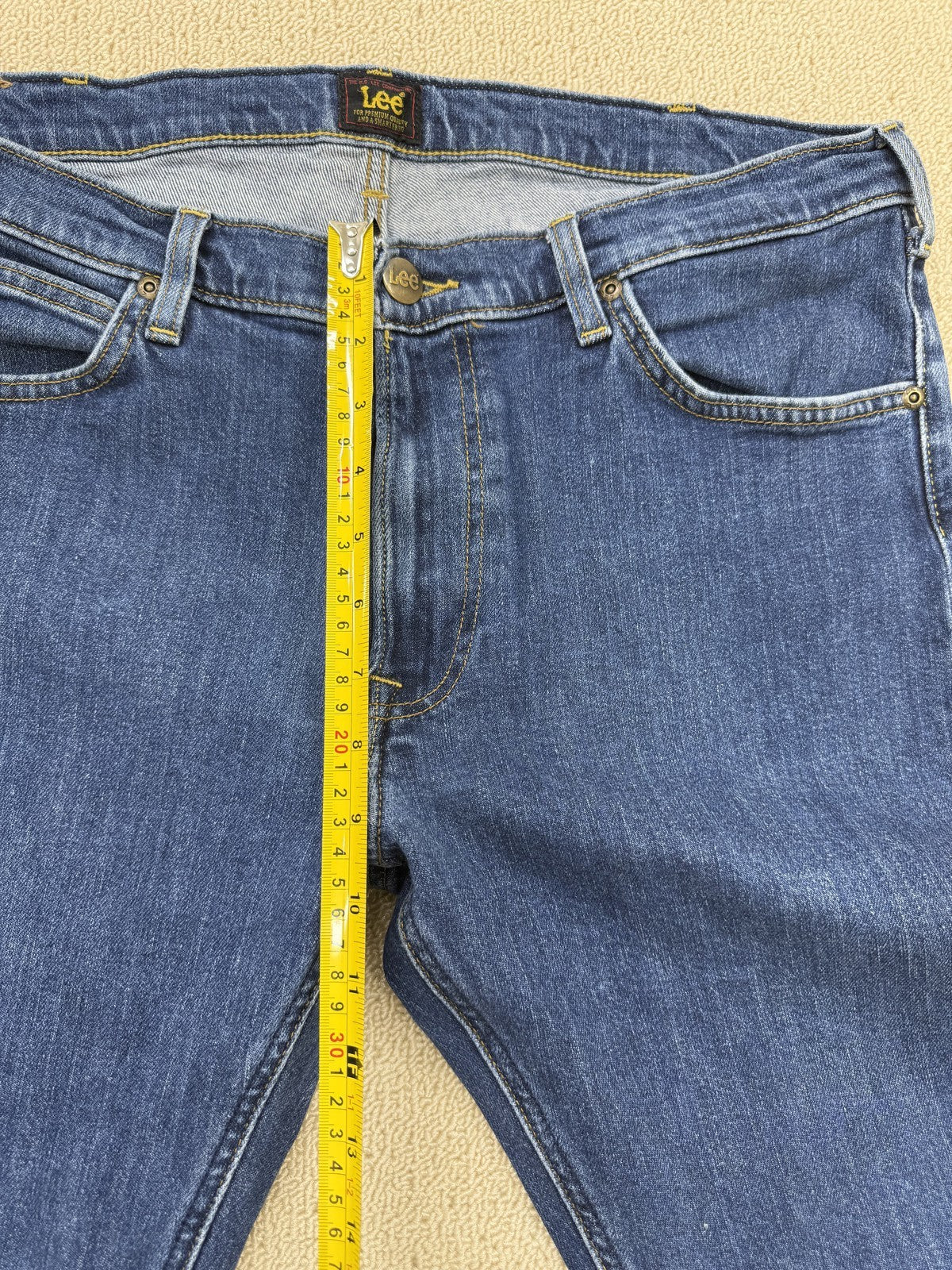 Lee Men's Slim Straight Blue Jeans W36 L32 Stretch Zip Fly