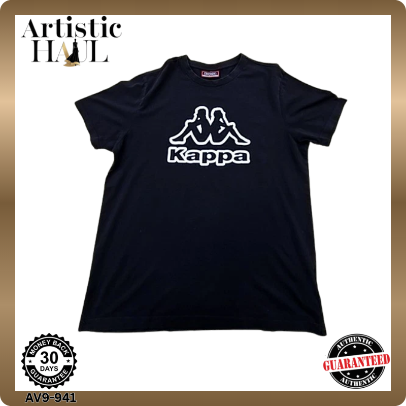 Kappa Men's Black Large T-Shirt Omini Logo Italy Cotton L