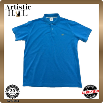Lacoste Blue Cotton Polo Shirt L Short Sleeve France NWT