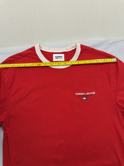 Tommy Jeans Men's Red Short Sleeve T-Shirt XS Cotton Crew Neck