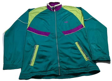 Puma Men's Teal Green Purple Colorblock Track Jacket Logo Size S