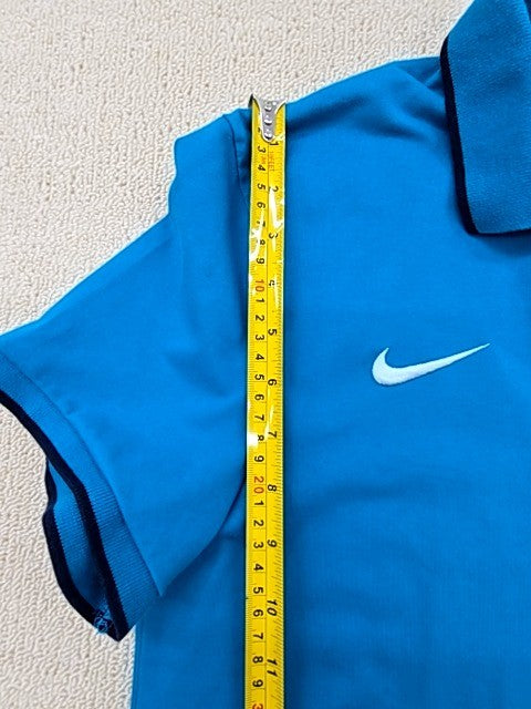 Nike Blue Polo Shirt Men's M Short Sleeve Button Solid Collar