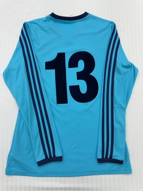 Adidas Men's Cyan Striped Soccer Jersey Size L Vintage