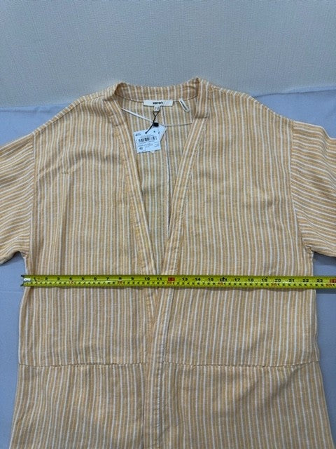 Koton Striped Beige Linen Viscose Cardigan Women L Drop Shoulder