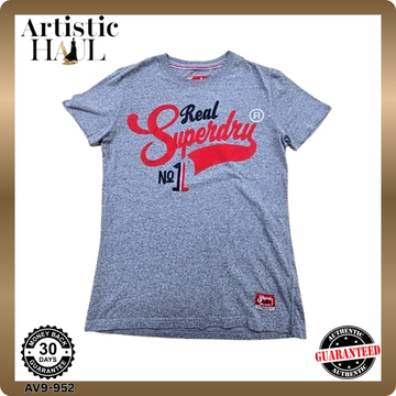 Superdry Men's Grey Cotton T-Shirt M Short Sleeve Crew Neck Japan
