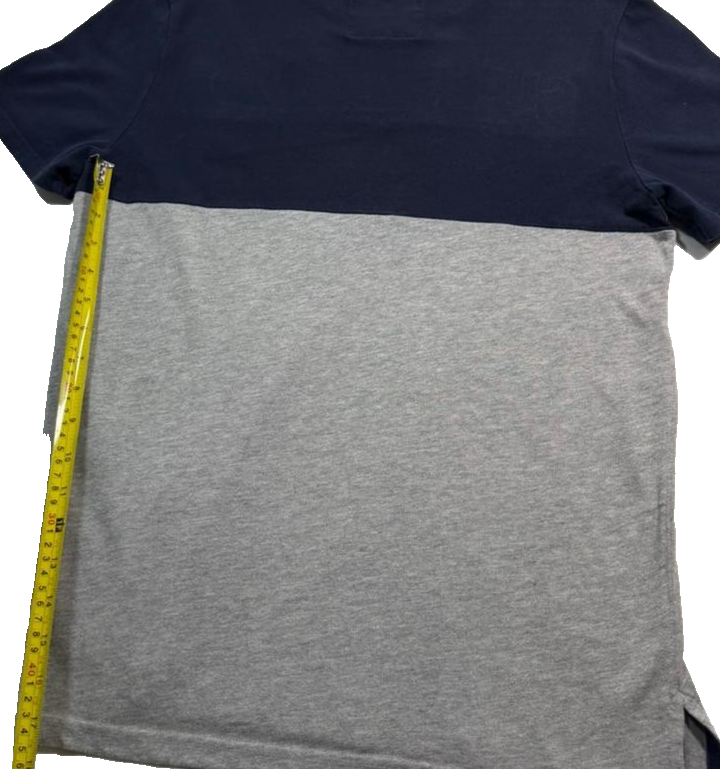 Superdry Men's Navy Gray Colorblock T-Shirt, Size L, Logo Casual Cotton Tee